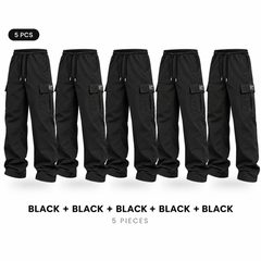 Men's cargo pants, solid-color casual loose-fit cargo trousers.