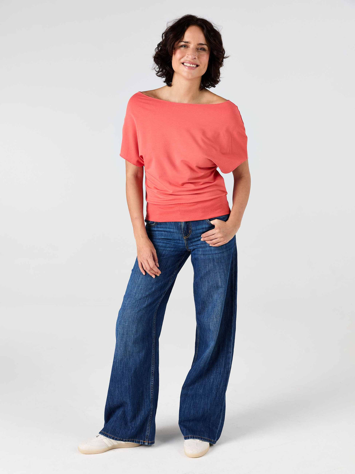 French Terry Short sleeve Off Shoulder Sweatshirt - Burnt Sienna