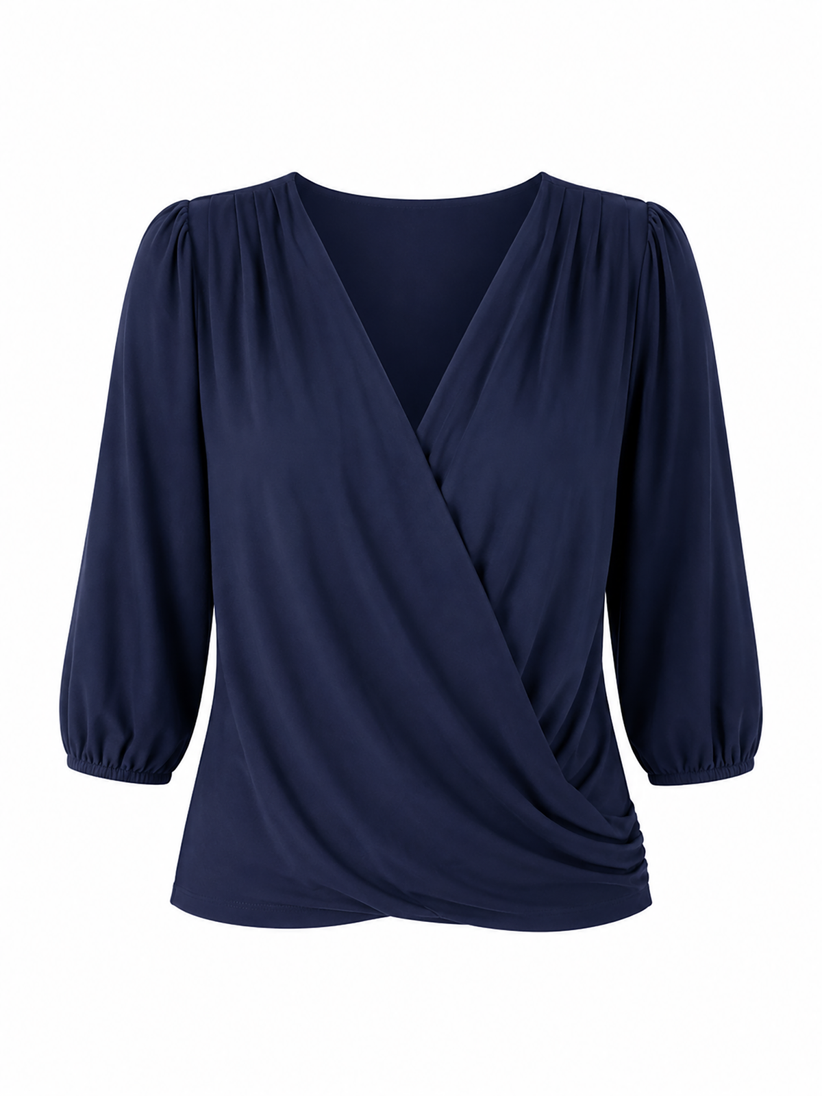Athena 7/8 Sleeve Drape Top - Navy