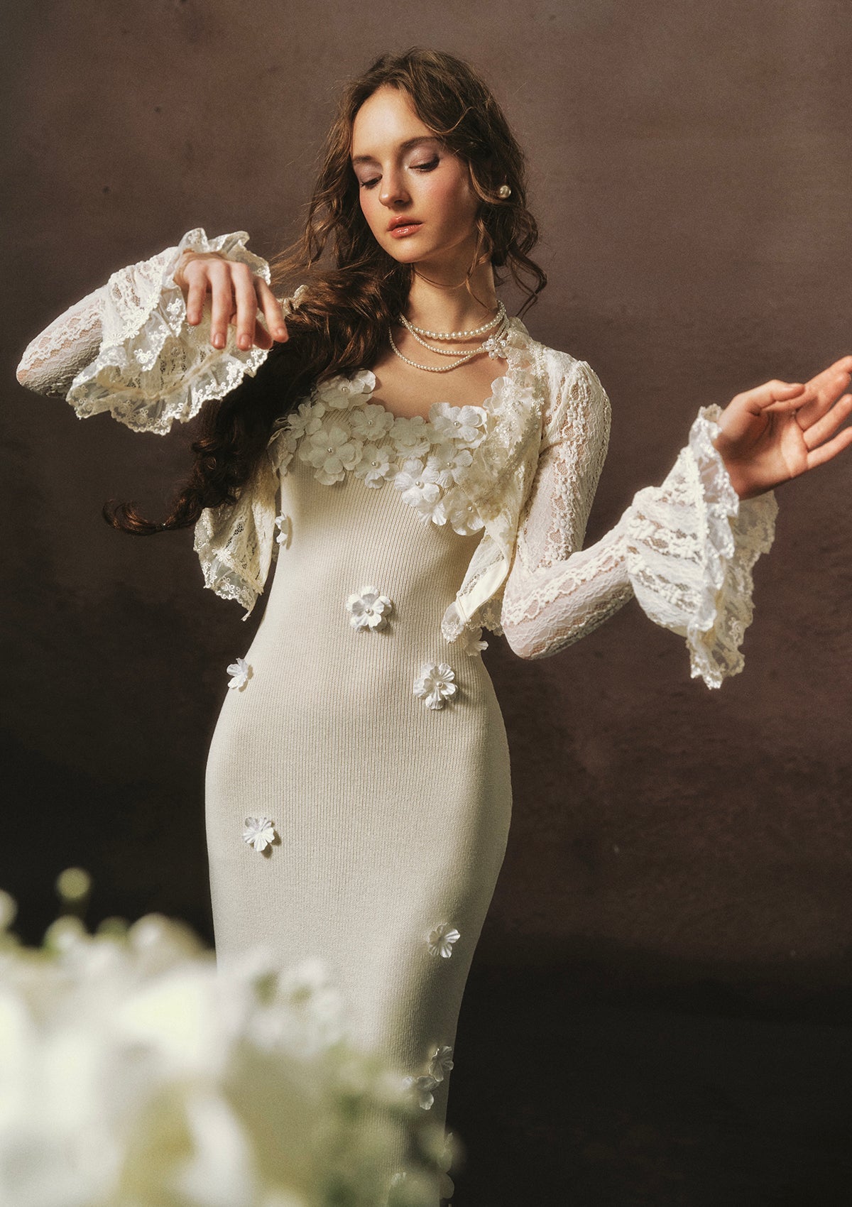 Cream Chanson Dress