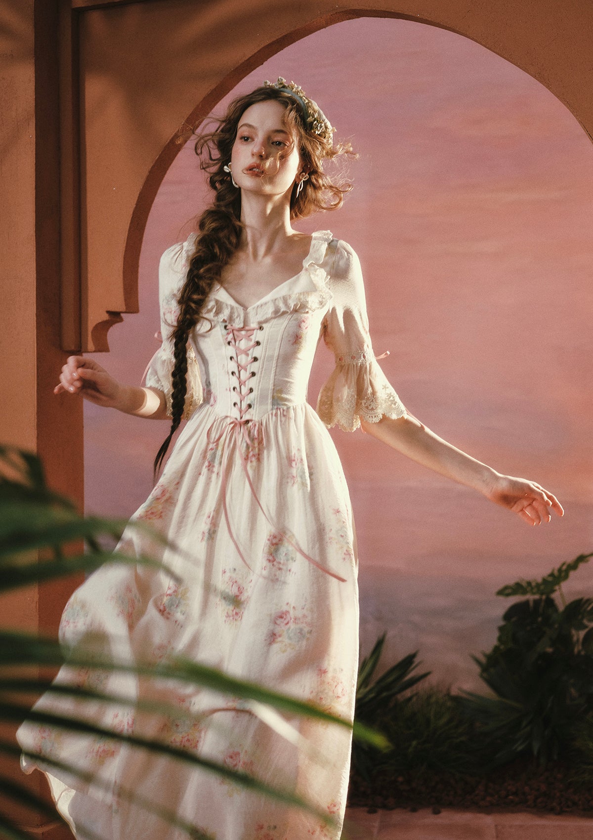 (US Exclusive)Palm Garden Dress