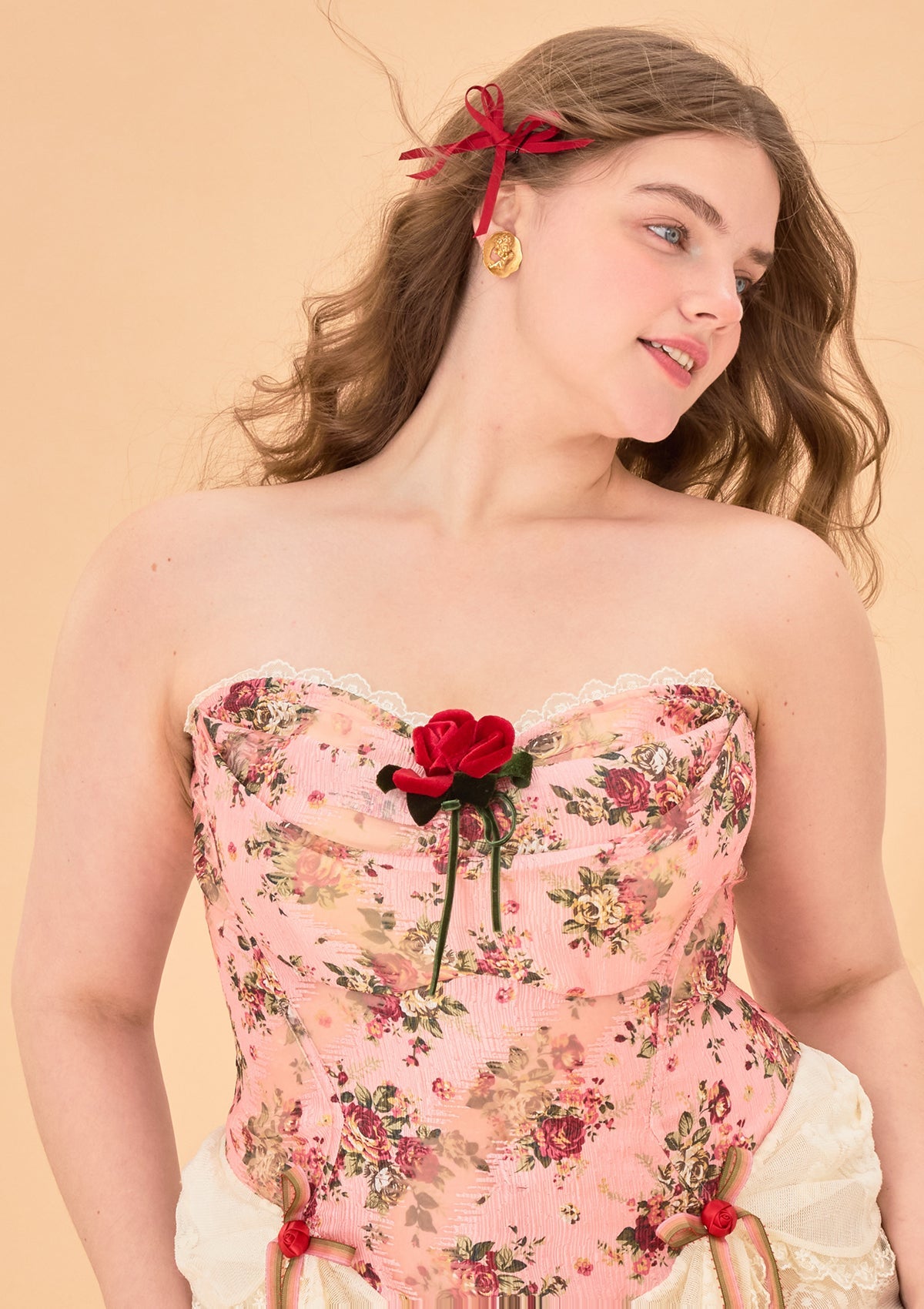 (US Exclusive)Curve & Plus Rose Sous La Lune Corset Dress