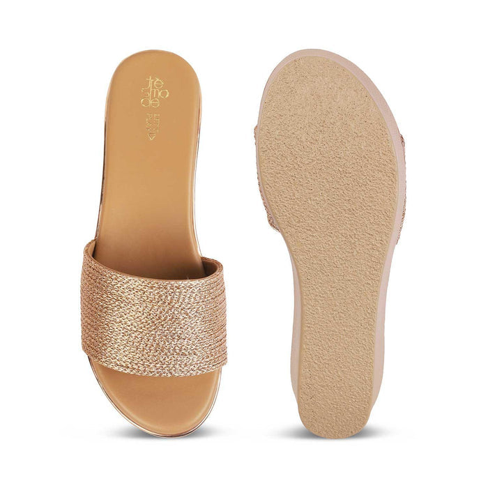 Alake Champagne Women's Fashionable Wedge Sandals Tresmode