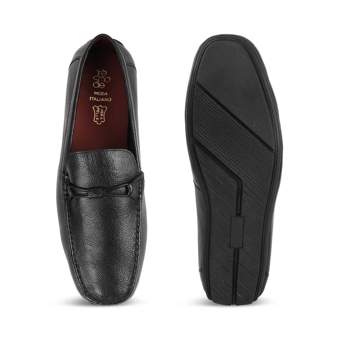 Event Black Men's Semi-Casual Leather Loafers Tresmode