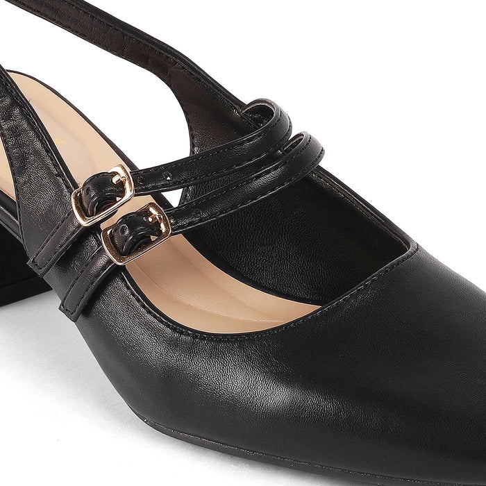 Glampart Black Women's Dress Block Heel Pumps Tresmode