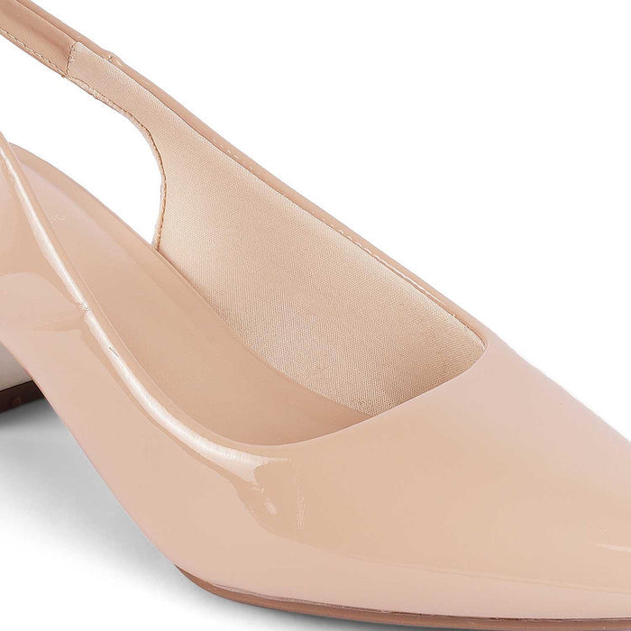 Jane Beige Women's Dress Block Heel Pumps Tresmode