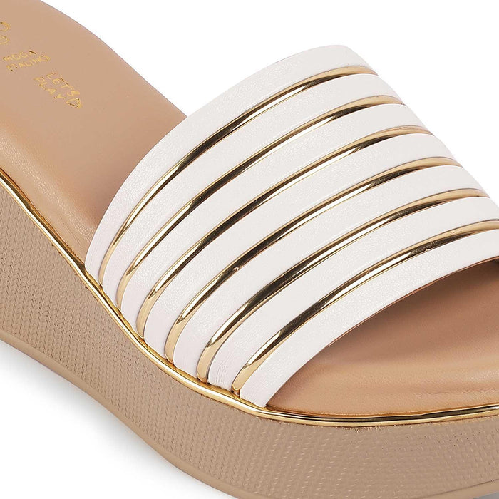 Mestr White Women's Dress Wedge Sandals Tresmode