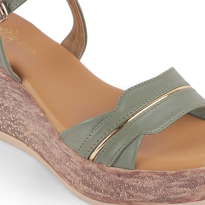 Sanet Green Women's Dress Wedge Sandals Tresmode