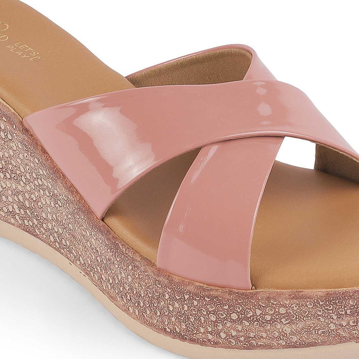 Sansy Pink Women's Dress Wedge Sandals Tresmode
