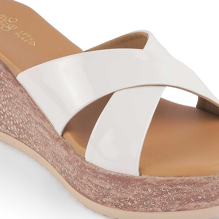 Sansy White Women's Dress Wedge Sandals Tresmode