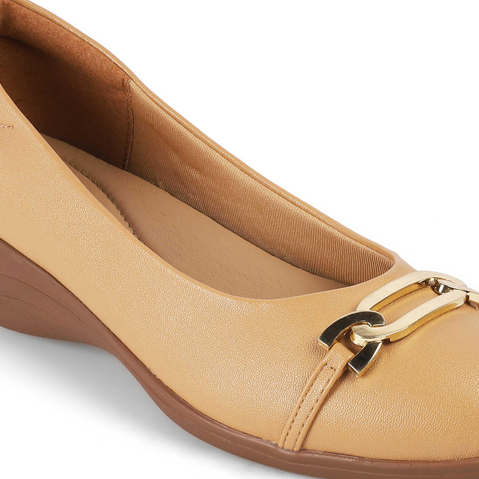 Sanz Camel Women's Casual Wedge Ballerinas Tresmode