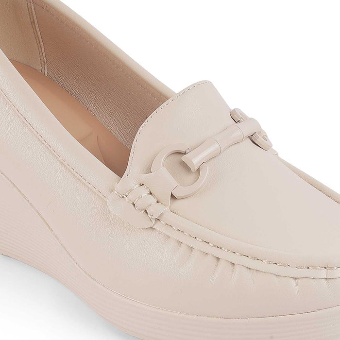 Trebien White Women's Dress Wedge Loafers Tresmode