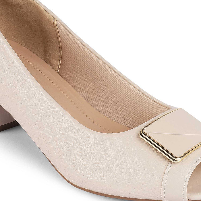 Treroy Beige Women's Dress Peep Toe Sandals Tresmode