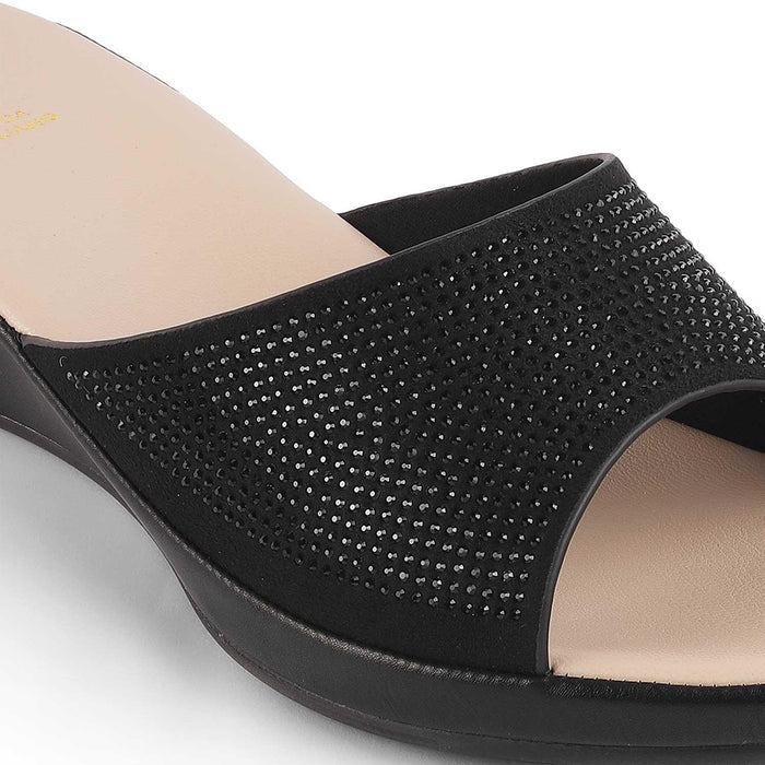 Treyork Black Women's Dress Wedge Sandals Tresmode