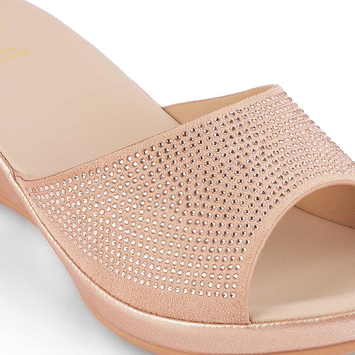Treyork Champagne Women's Dress Wedge Sandals Tresmode