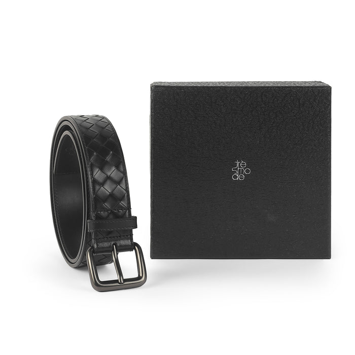 Tresmode Zeg Black Men's Leather Belt