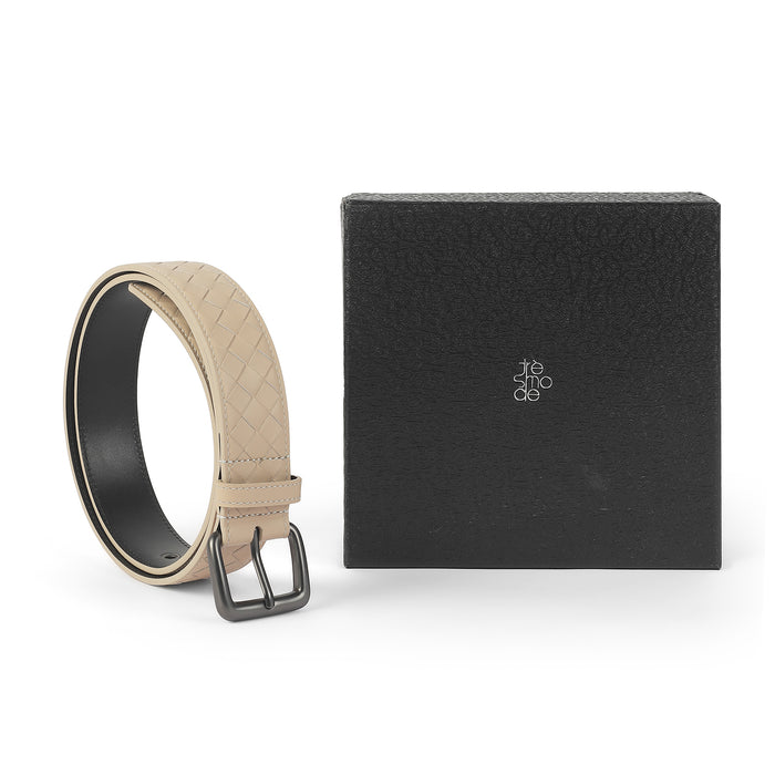 Tresmode Zeg White Men's Leather Belt
