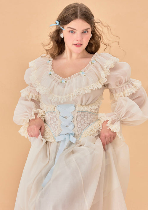 Curve & Plus Blue Hydrangea Corset Dress