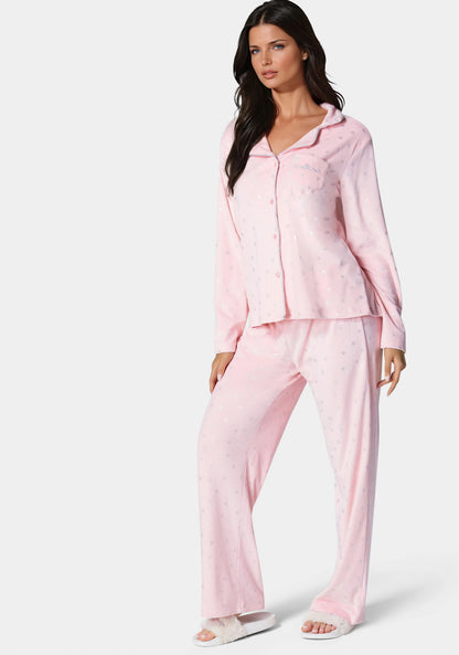 Silver Foil Plush Pajama Set