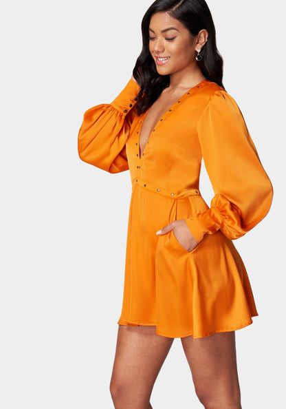 Satin Eyelet Detail Romper