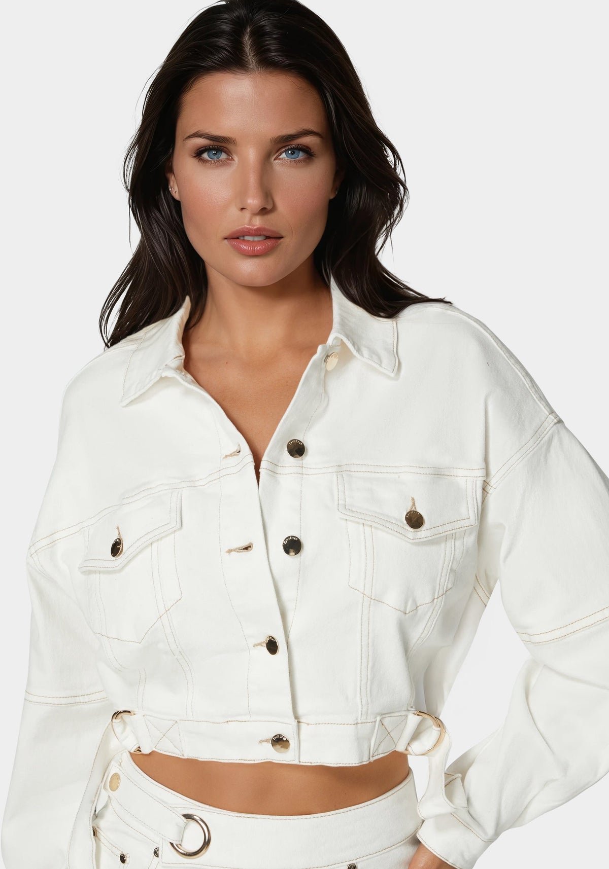 Dropped Shoulder D Ring Detail Oversized Denim Jacket