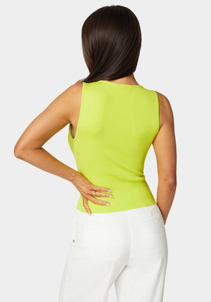 Sleeveless Assymetric Zipper Sweater Top