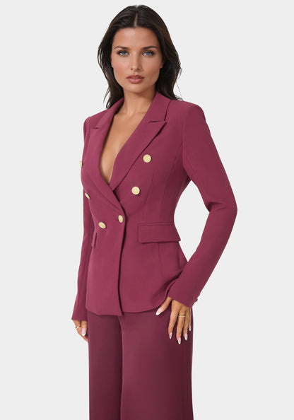 Double Breast Tailored Woven Twill Blazer