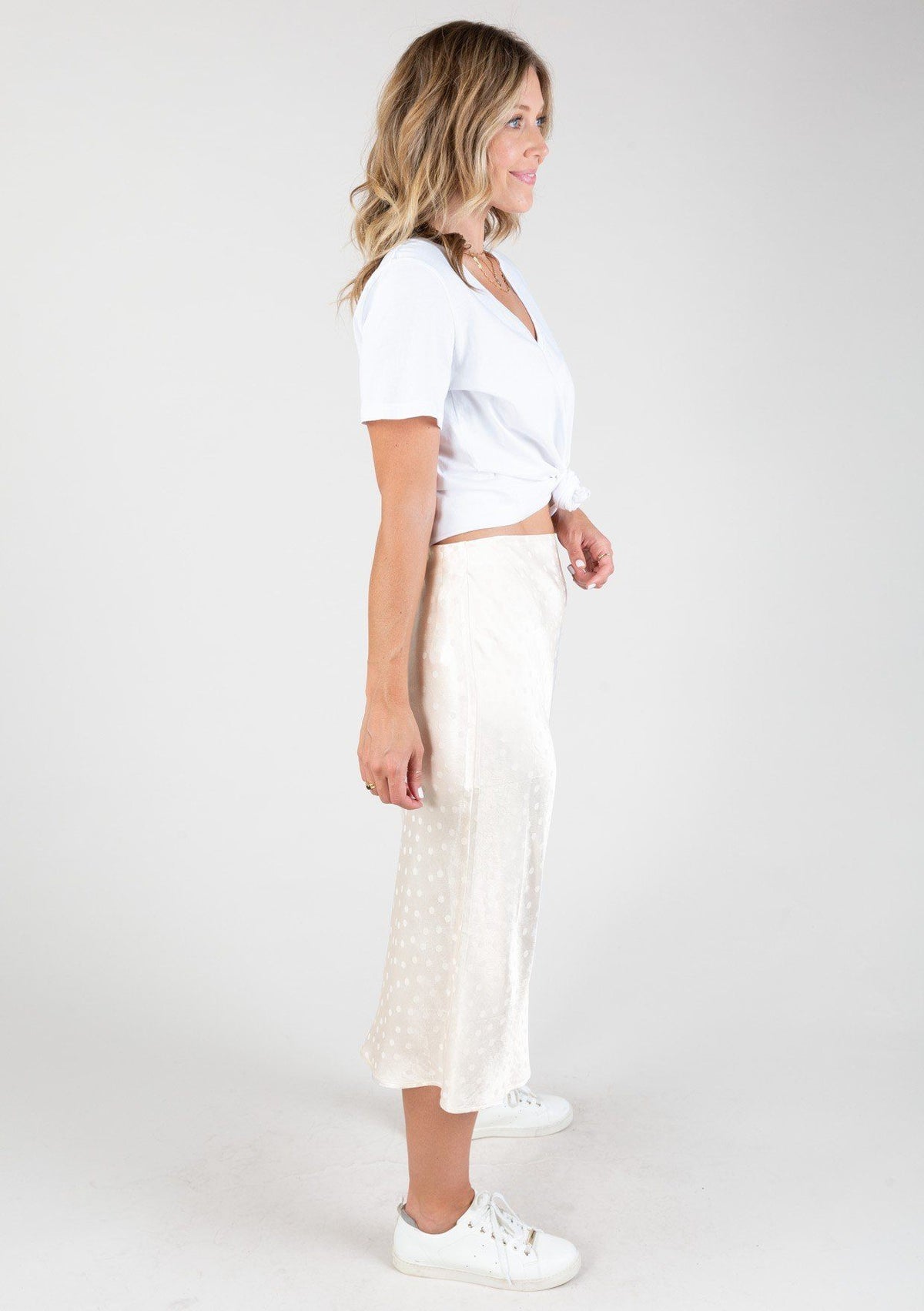 Dot Jacquard Midi Skirt