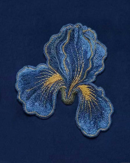 Iris 刺繡A字長洋裝 - 海軍藍