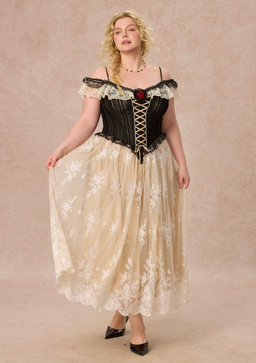 Curve&Plus Midnight Crimson Rose Corset Dress