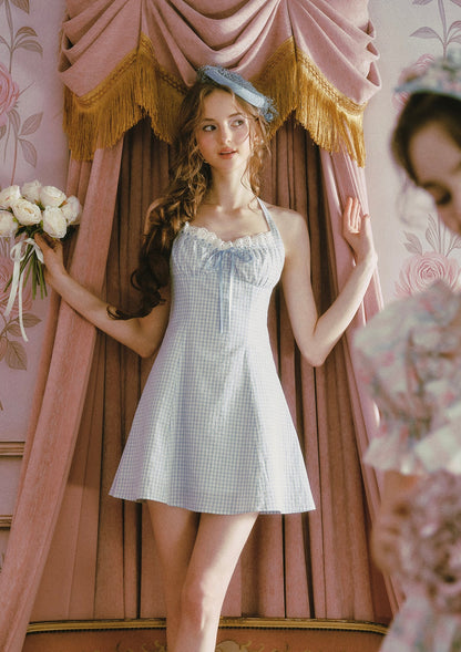 Blue Gingham Sweetheart Dress
