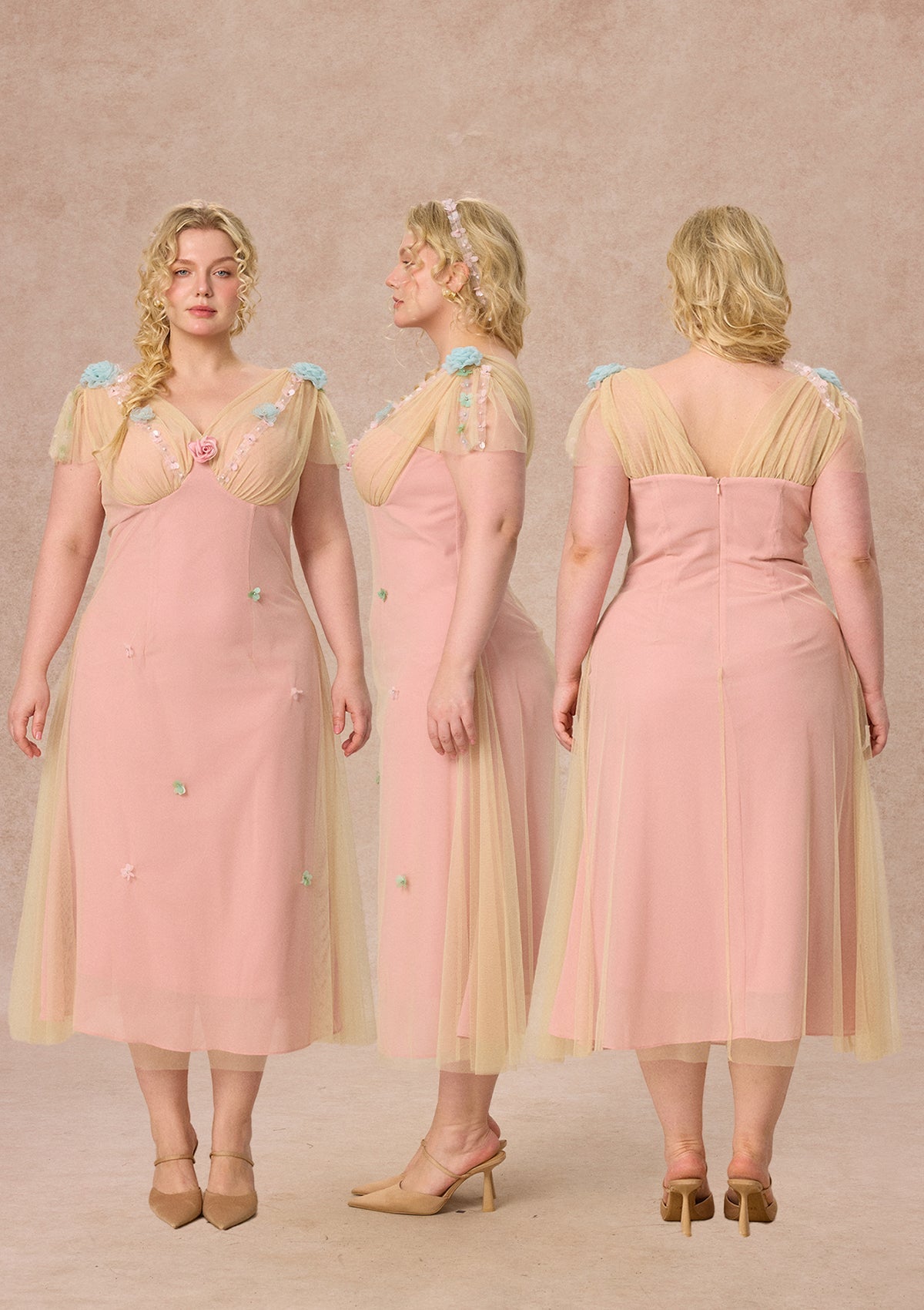 Curve&Plus Wind Perched Rose Quartz Dress