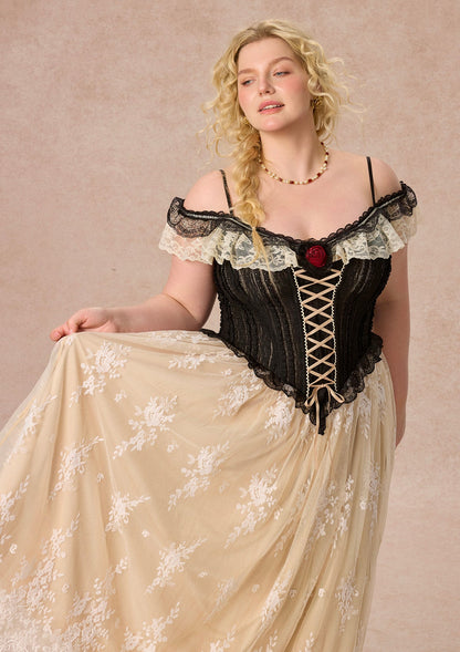 Curve&Plus Midnight Crimson Rose Corset Dress