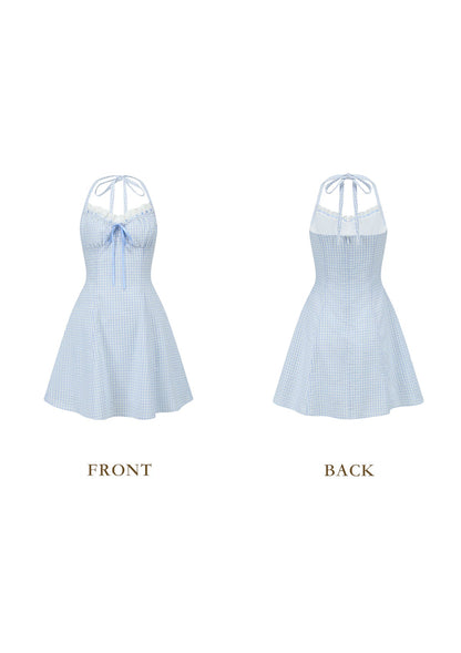 Blue Gingham Sweetheart Dress