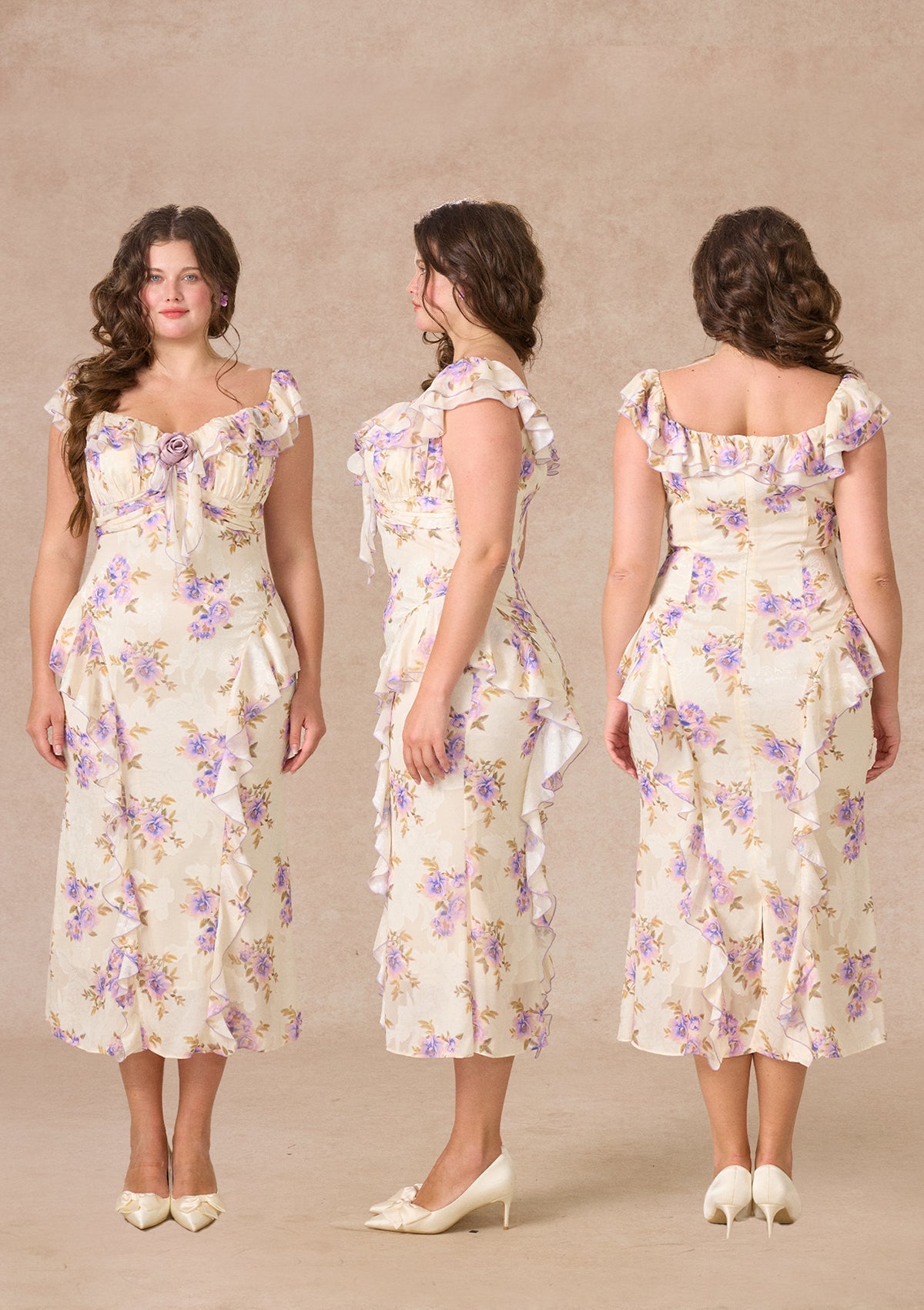 Curve&Plus Purple Iris Swayed by Wind Dress