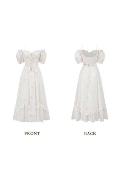 "I Flipped" White Cottagecore Dress