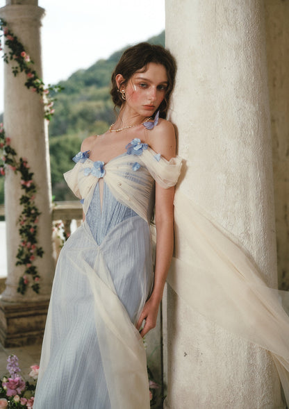 Blue Iris Bird Corset Dress