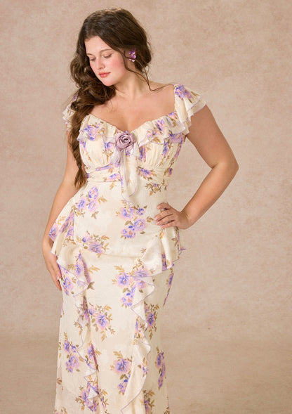 Curve&Plus Purple Iris Swayed by Wind Dress