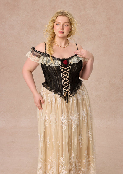 Curve&Plus Midnight Crimson Rose Corset Dress