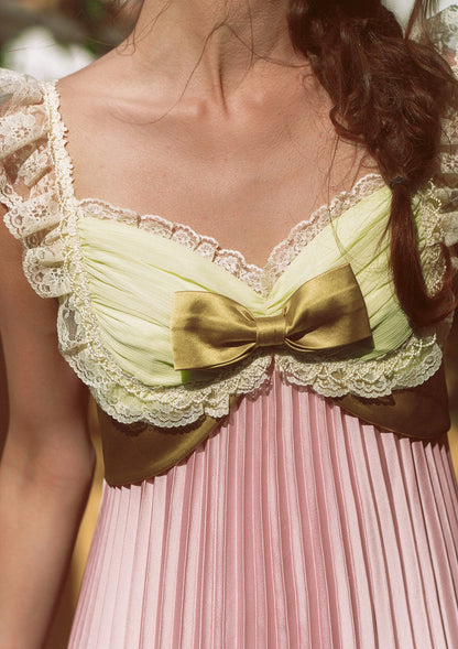 Whimsical Sunlit Blush Pleated Dress