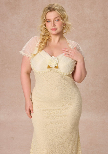 Curve&Plus Cream Letter Dress
