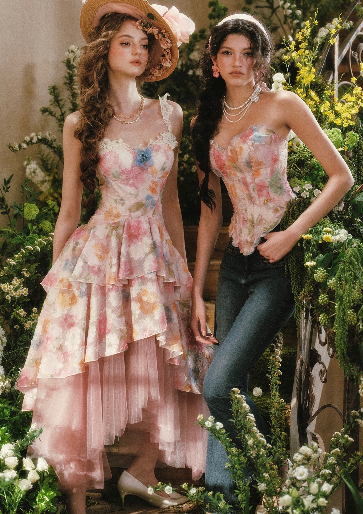 Blazing Cloud Blossom Corset Dress