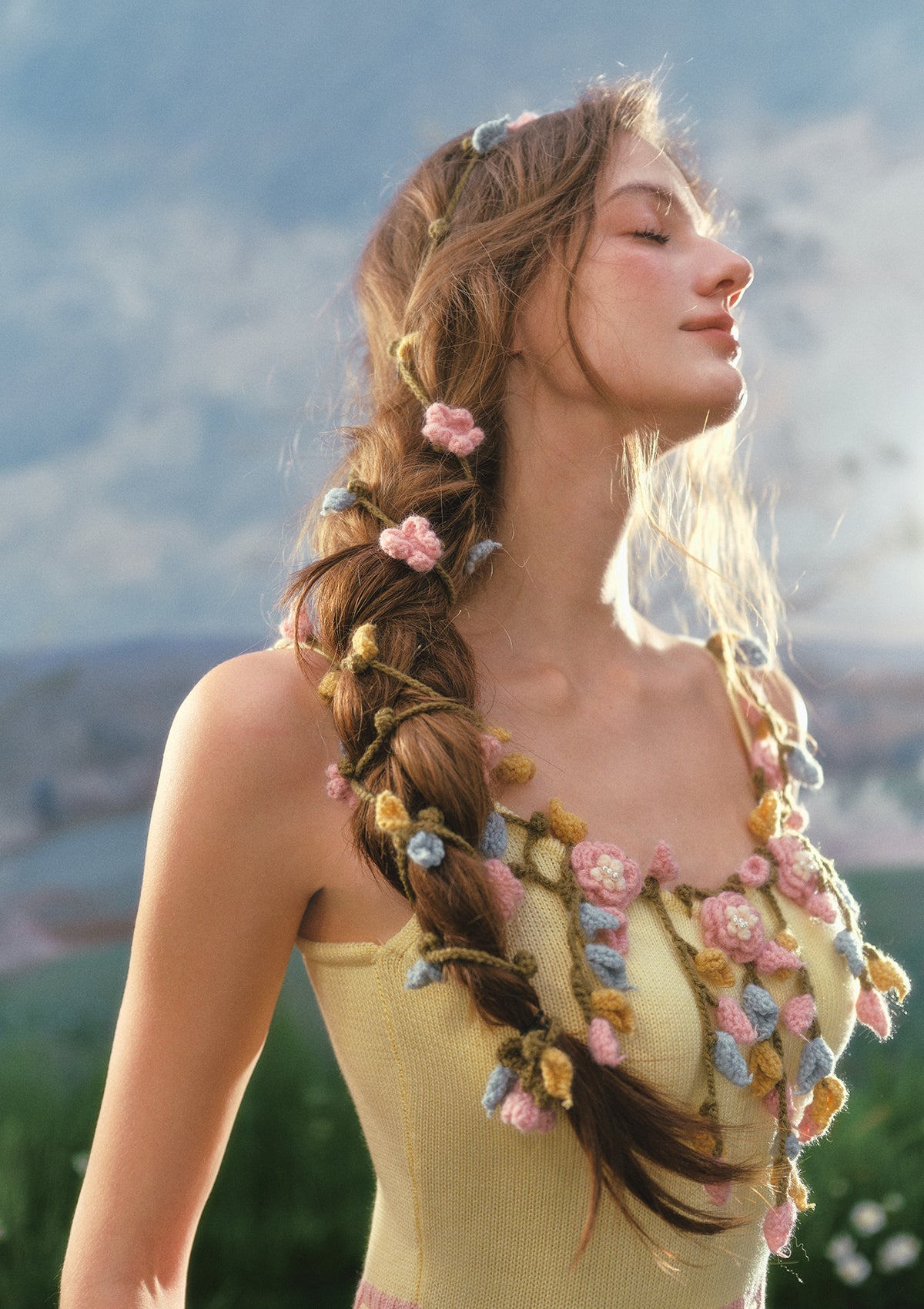 Flower Vine Novel Knit Dress