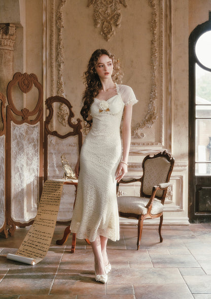 Cream Letter Dress