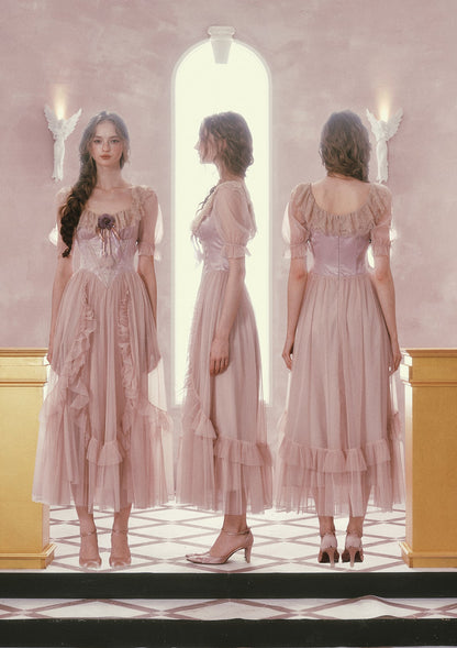 Violet Mandarin Duck Princess Corset Dress