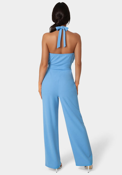 Scuba Crepe Ruffled Halter Jumpsuit