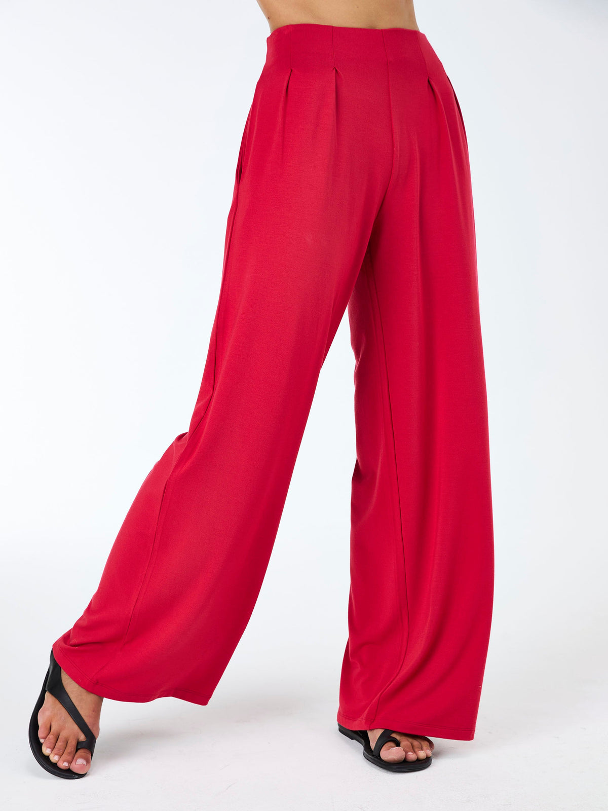 Emery Wide Leg Pants - Cherry Red