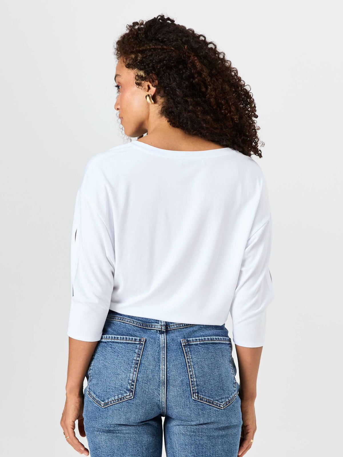 Lena 3/4 Sleeve Tee - White