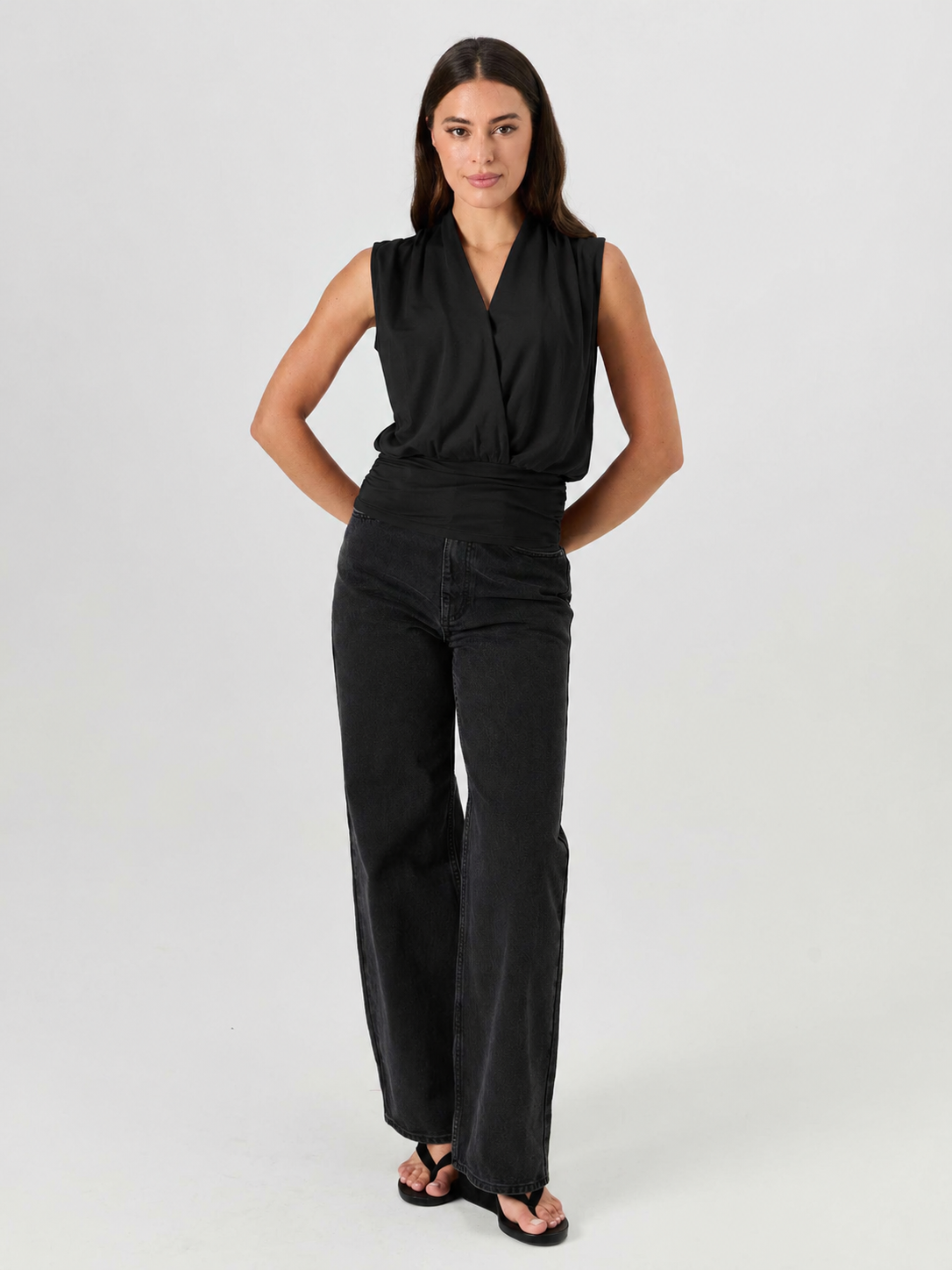 Shawl Collar Top  Black