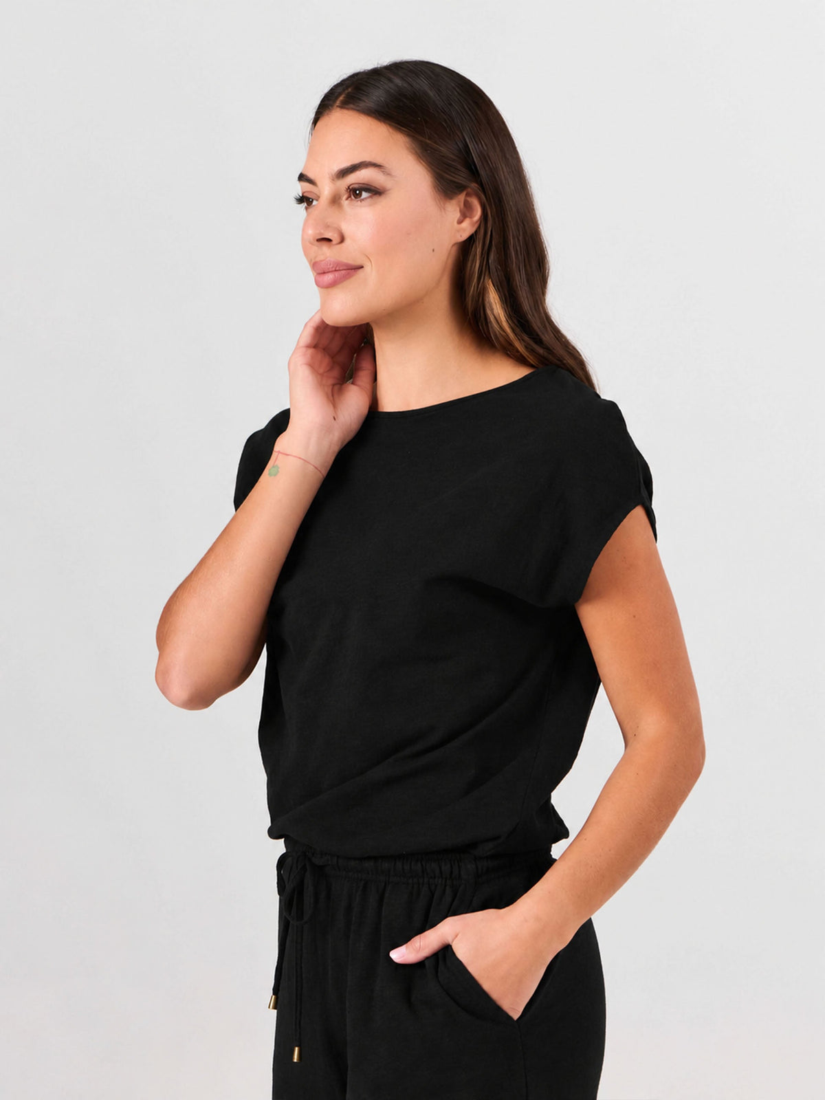 Textured Slub Luxe Layer Tee - Black